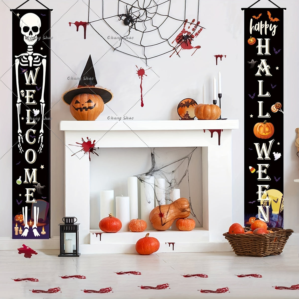 Halloween Hanging Door Curtain Banner | Pumpkin and Ghost Design, Pre-Assembled and Reusable | Trick or Treat Party Décor 4