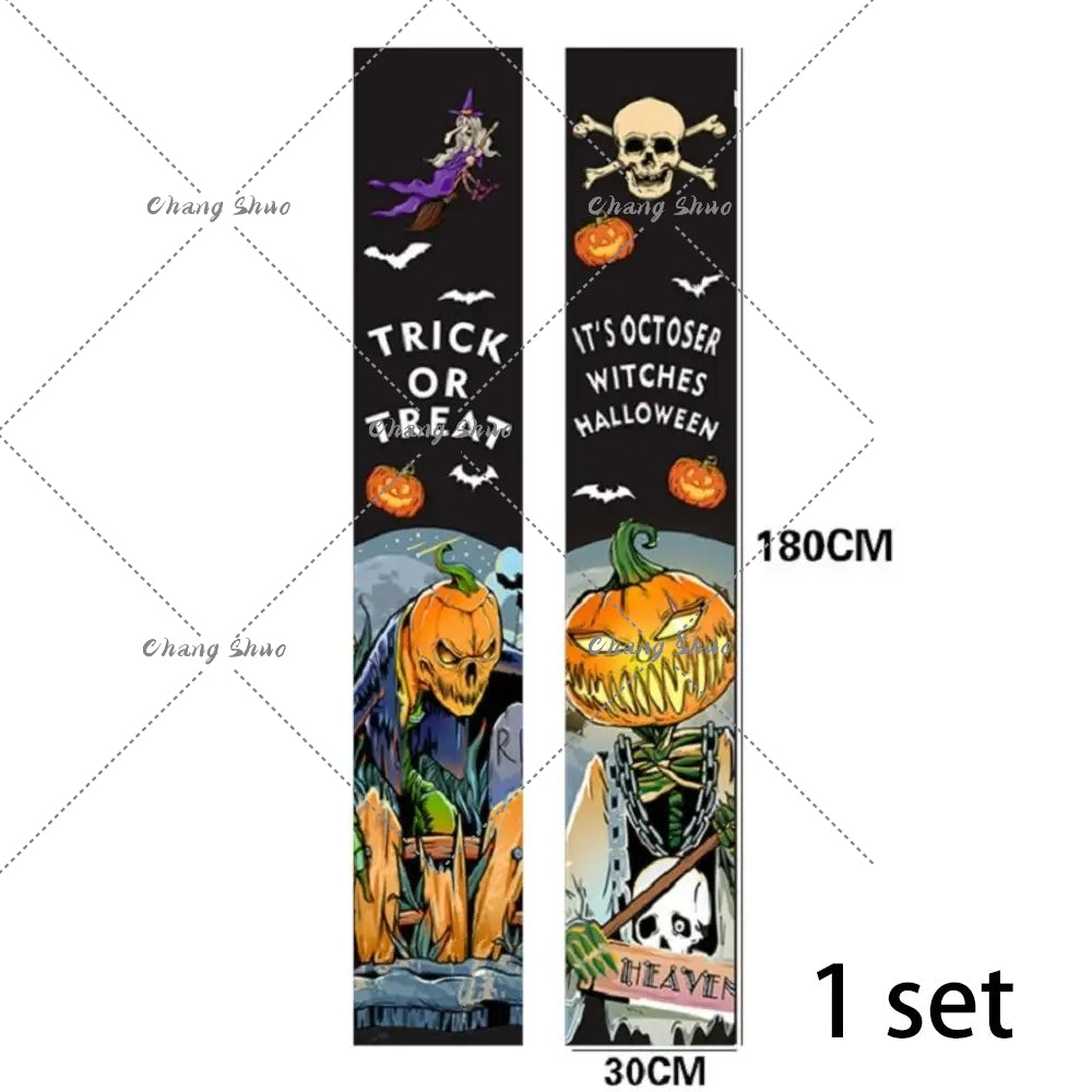 Halloween Hanging Door Curtain Banner | Pumpkin and Ghost Design, Pre-Assembled and Reusable | Trick or Treat Party Décor 7