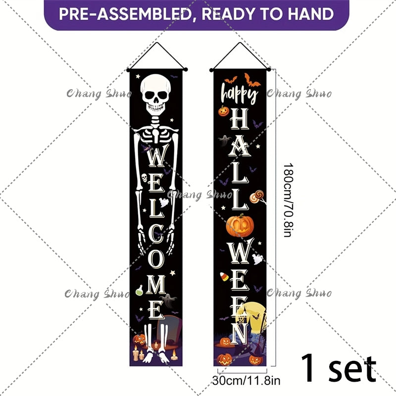 Halloween Hanging Door Curtain Banner | Pumpkin and Ghost Design, Pre-Assembled and Reusable | Trick or Treat Party Décor 10