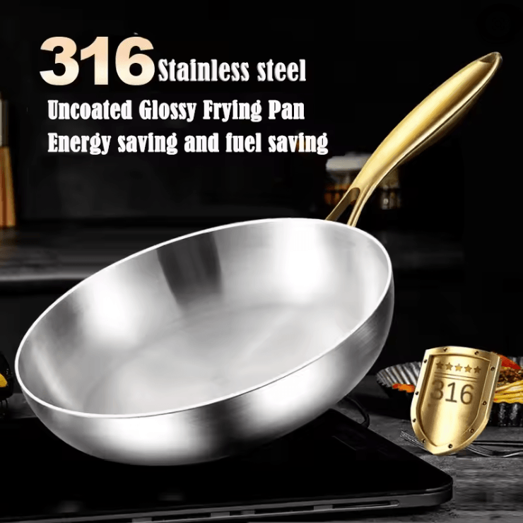 Stainless Steel Nonstick Frying Pan | 316-Grade Construction with Even Heat Distribution | Cool-Touch Handle for Easy Cooking 1