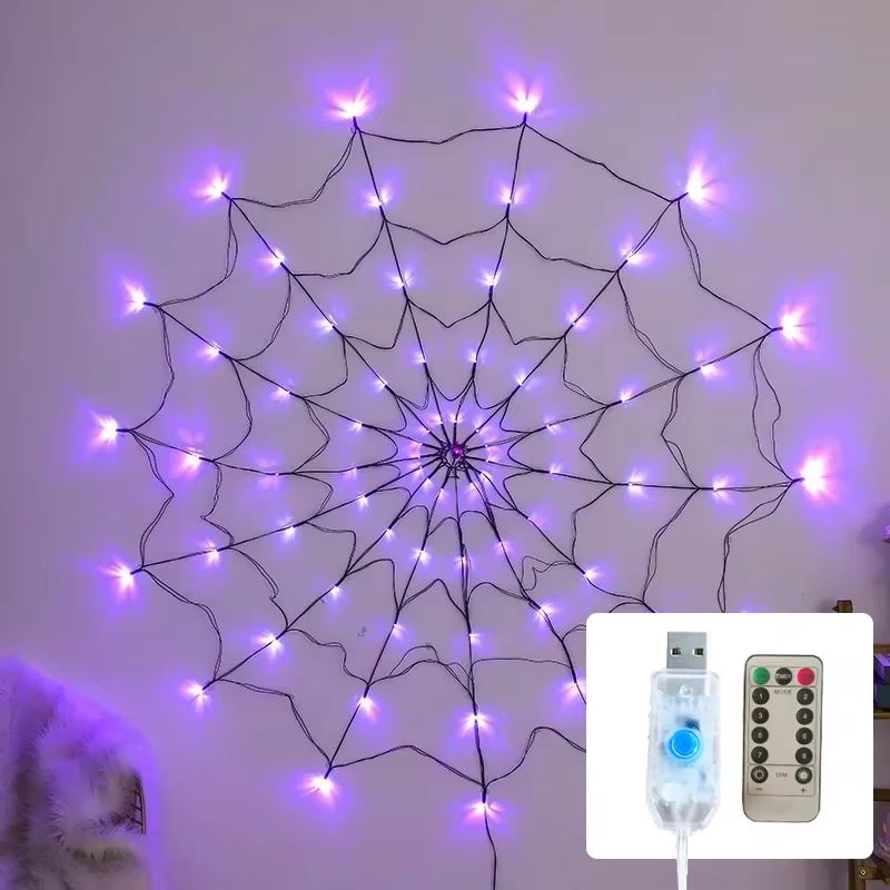LED Spider Web String Lights Halloween Decoration | Energy-Efficient Indoor Outdoor Use | Flexible Spooky Web Design 6