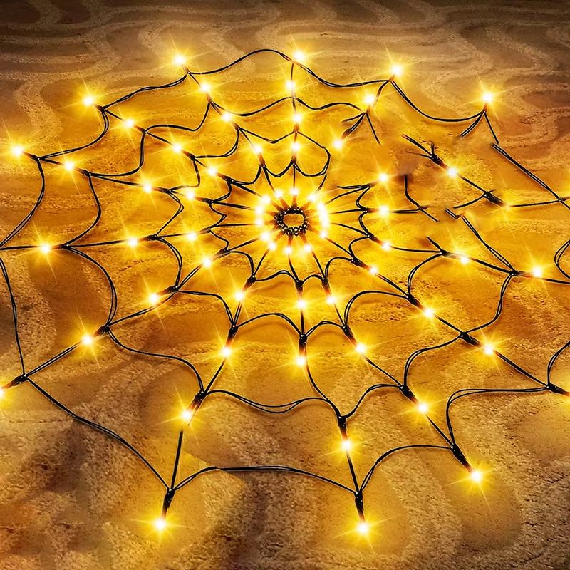 LED Spider Web String Lights Halloween Decoration | Energy-Efficient Indoor Outdoor Use | Flexible Spooky Web Design 8