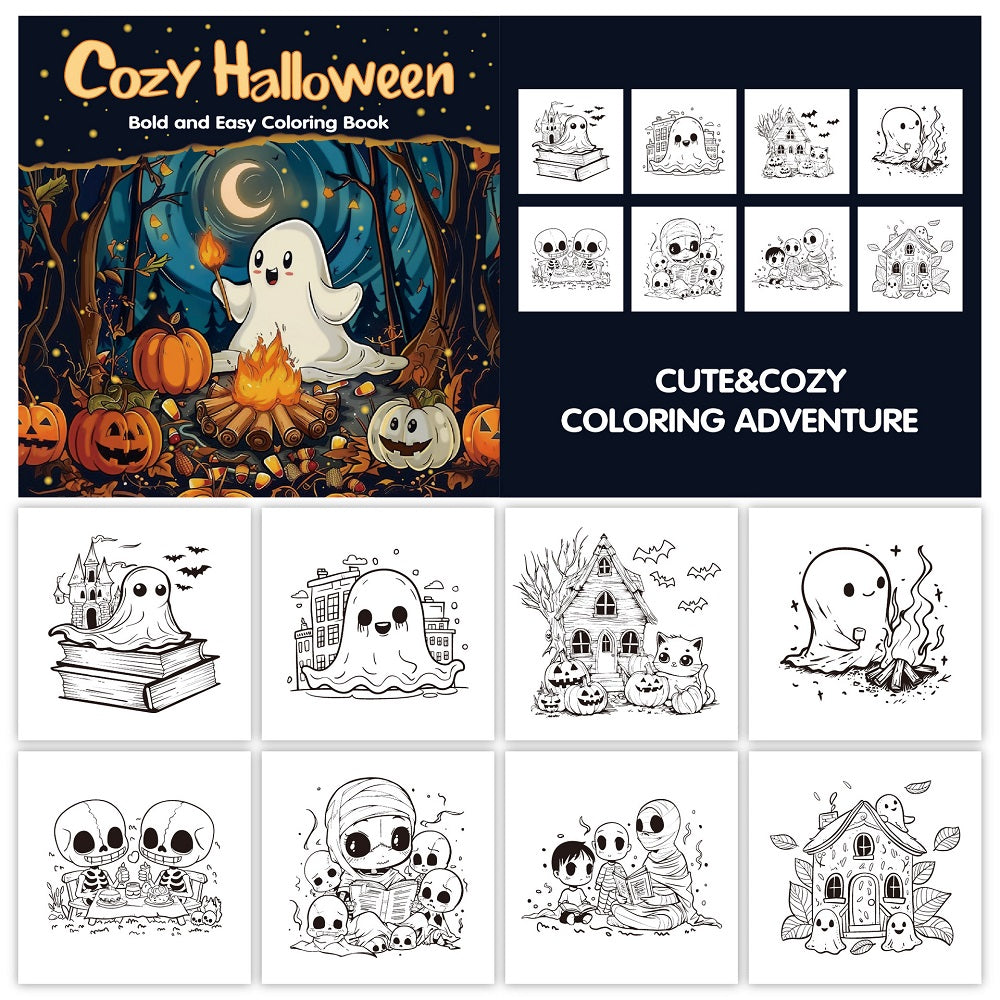 Halloween Colouring Book for Adults and Teens | Bold Easy Designs, Thick Single-Sided Paper | Mindful Stress Relief Gift 6