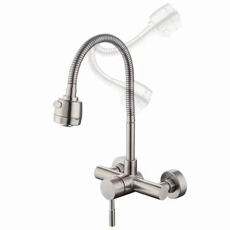 Wall Mounted Kitchen Faucet Stainless Steel | 360 Rotatable Spout, Hot and Cold Control | Corrosion Resistant Brushed Finish 8