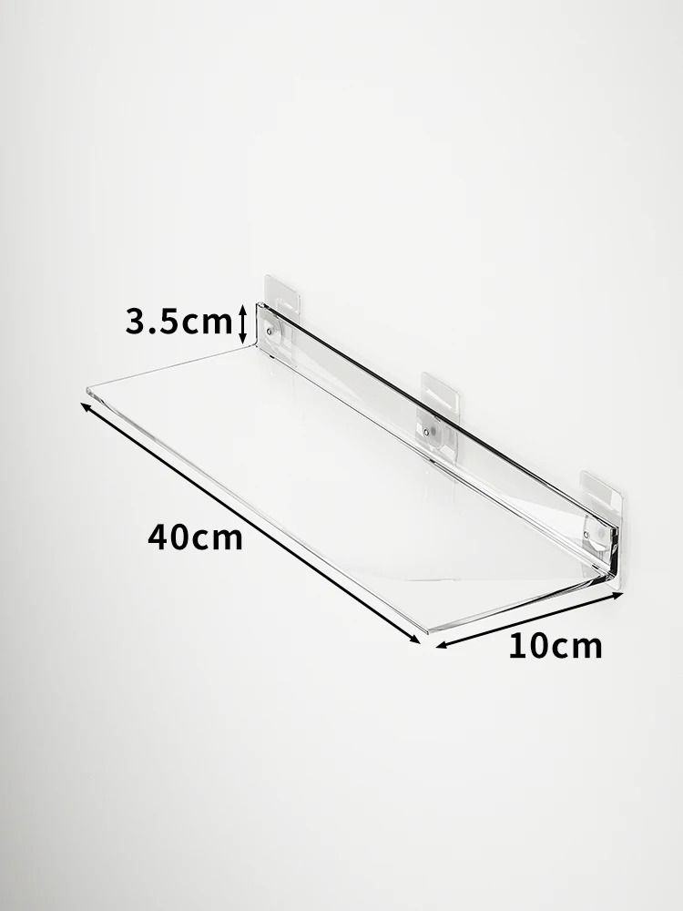 Acrylic Wall Storage Rack | No-Drill Strong Adhesive Mount for Bathroom & Kitchen | Clear Panel Saves Counter Space 8