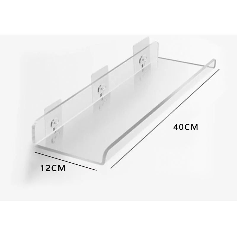 Acrylic Wall Storage Rack | No-Drill Strong Adhesive Mount for Bathroom & Kitchen | Clear Panel Saves Counter Space 13