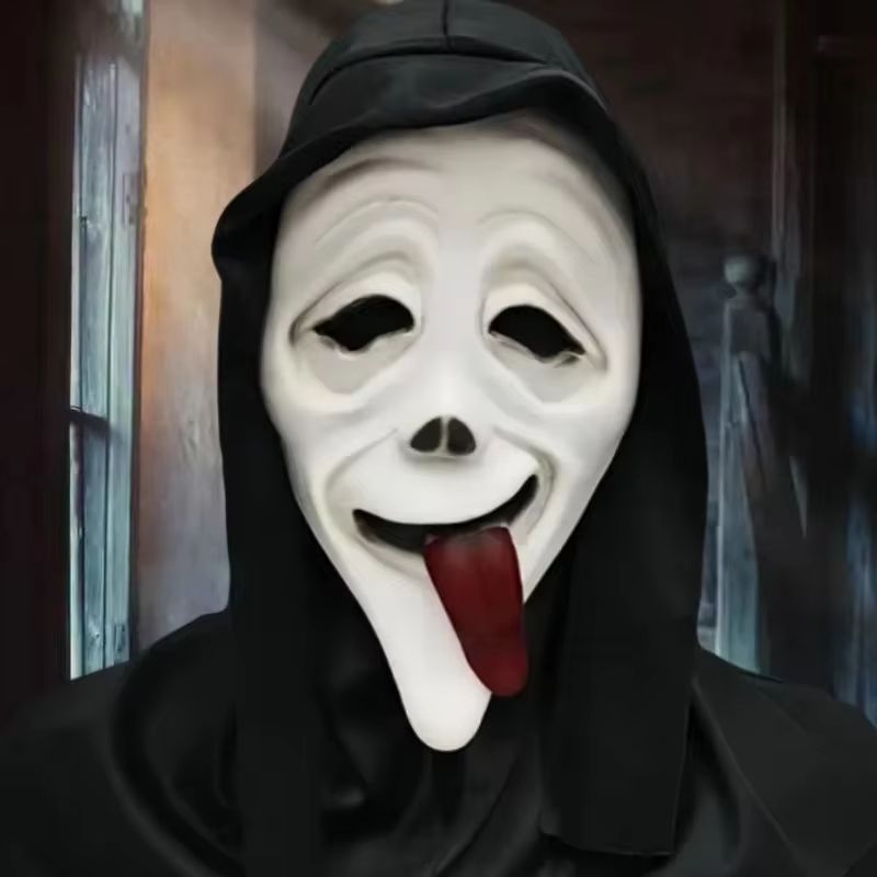 Full Head Scream Mask Halloween Costume | Creepy Red Tongue Design, Breathable Openings | Flexible Natural Latex 2