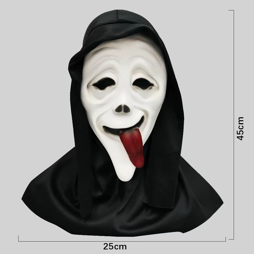 Full Head Scream Mask Halloween Costume | Creepy Red Tongue Design, Breathable Openings | Flexible Natural Latex 5