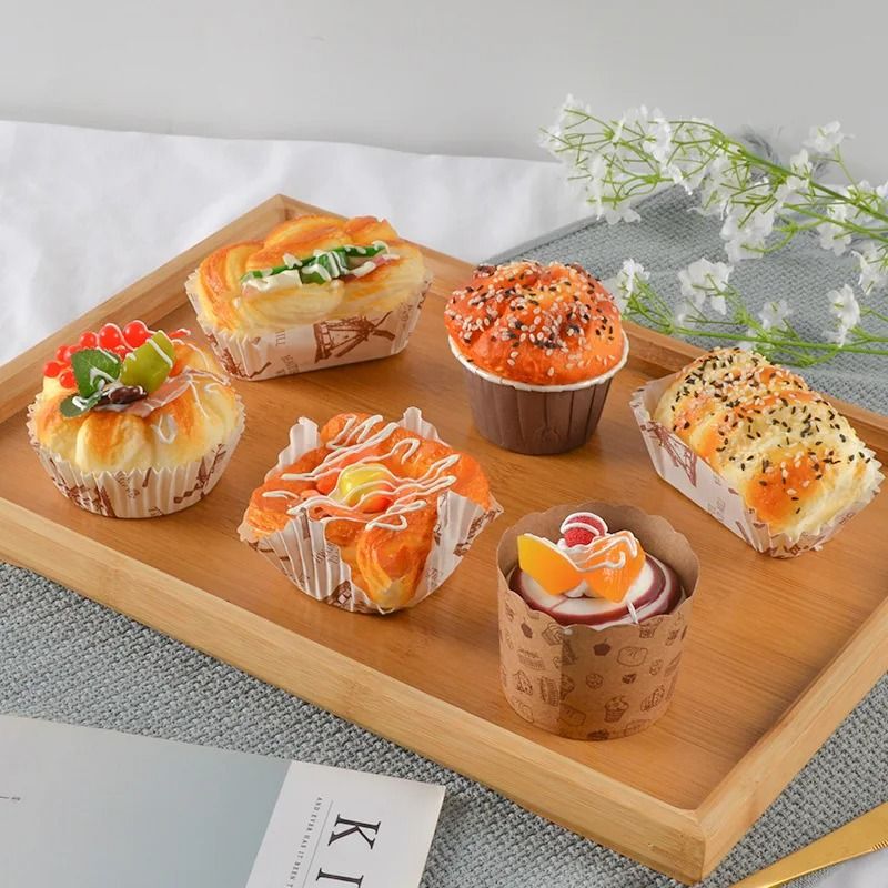 Artificial Bread Pastry Model Props | Soft Realistic Bakery Decor Set | Reusable Fridge Stickers & Photo Props 2