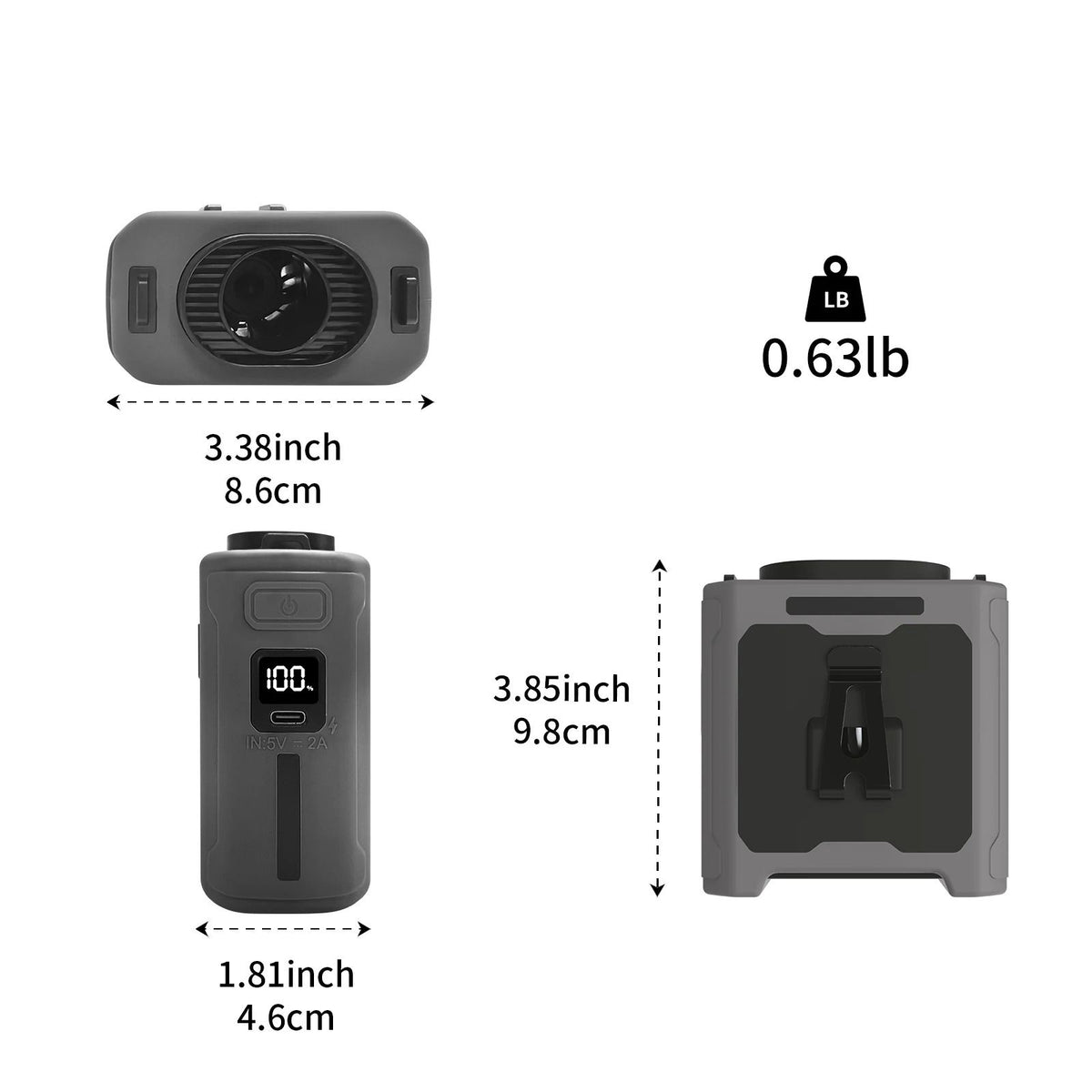 Portable Waist Fan with Power Bank and LED Light | 5-Speed Cooling, 6.5 m/s Airflow | 10000mAh Battery, IPX4 Waterproof 6