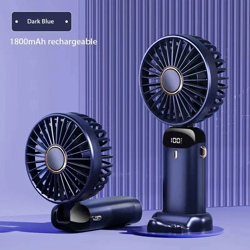 Foldable Neck Fan Handheld | 3-in-1 Desk Fan with LED Display and Phone Stand | 5-Speed Dual Battery USB Rechargeable 7