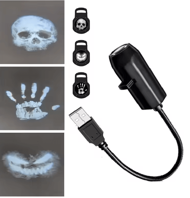 Halloween Skull Projection Night Light | Rotating Patterns for Walls & Ceilings | USB Powered, Multiple LED Modes 6