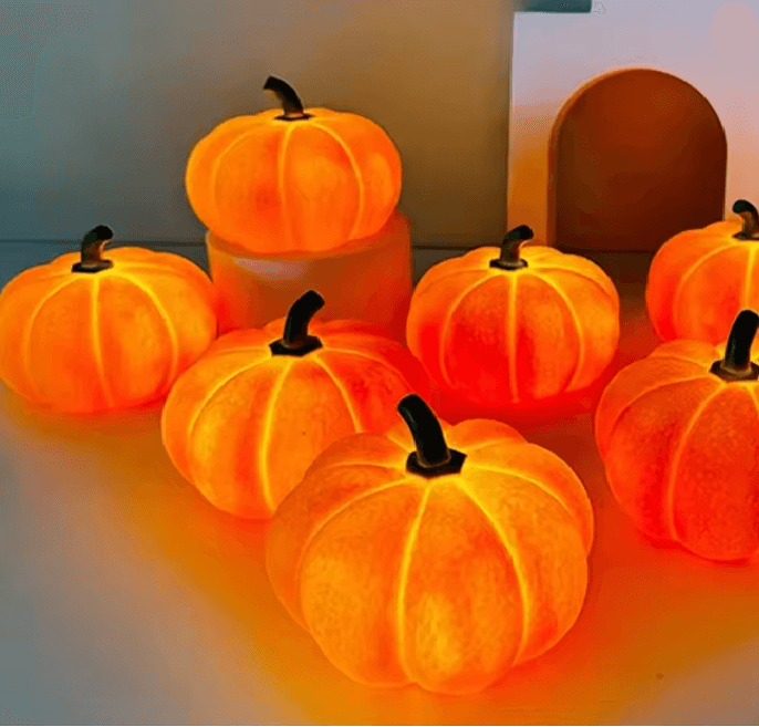 Halloween Pumpkin LED Night Light | Battery Powered Cordless Lantern | Warm Flicker-Like Glow for Cosy Fall Decor 2