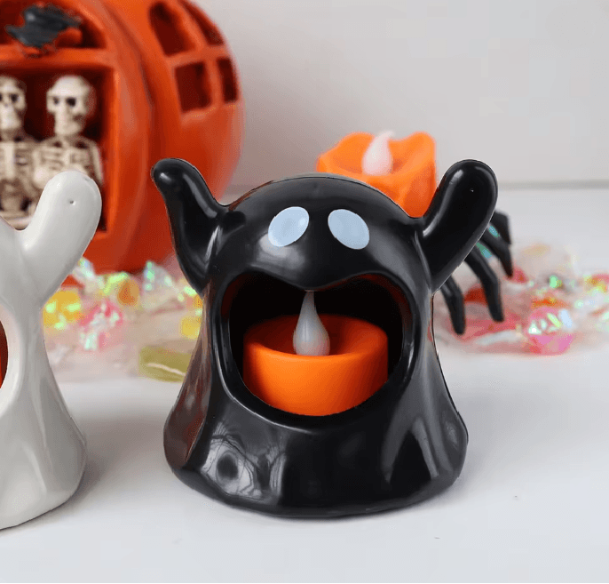 LED Ghost Candle Light Halloween Decoration | Flameless Flickering Battery Powered Light | Cool-Touch Safe Ambient Glow 6