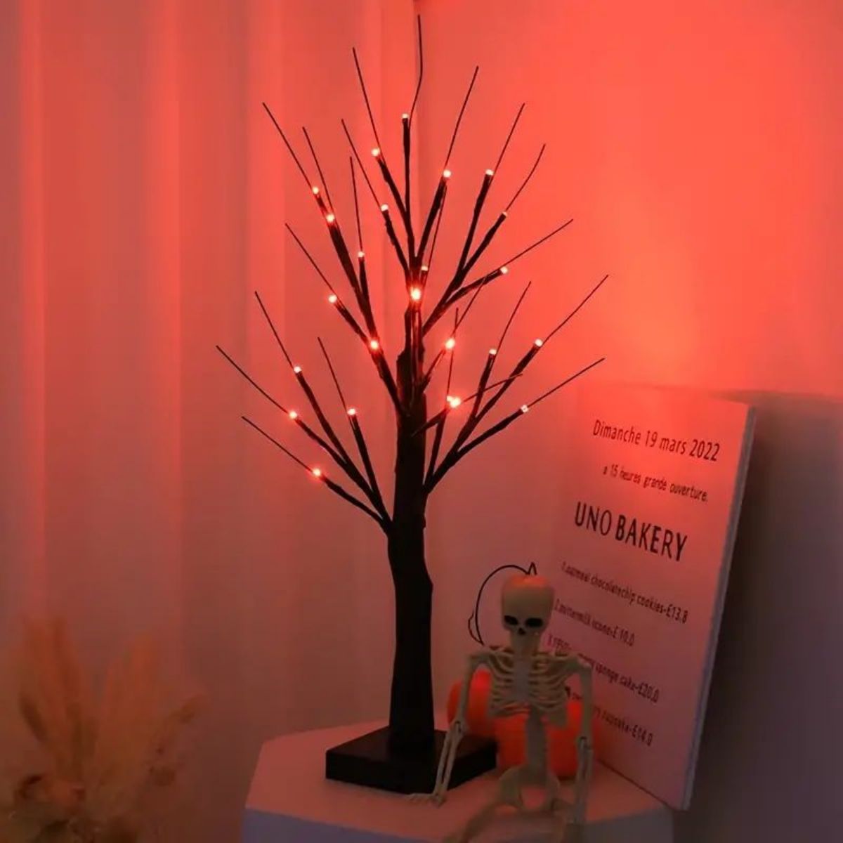 LED Branch Tree Light Halloween Decoration | 24 Bendable Light Branches | USB or Battery Powered Indoor Outdoor Décor 6