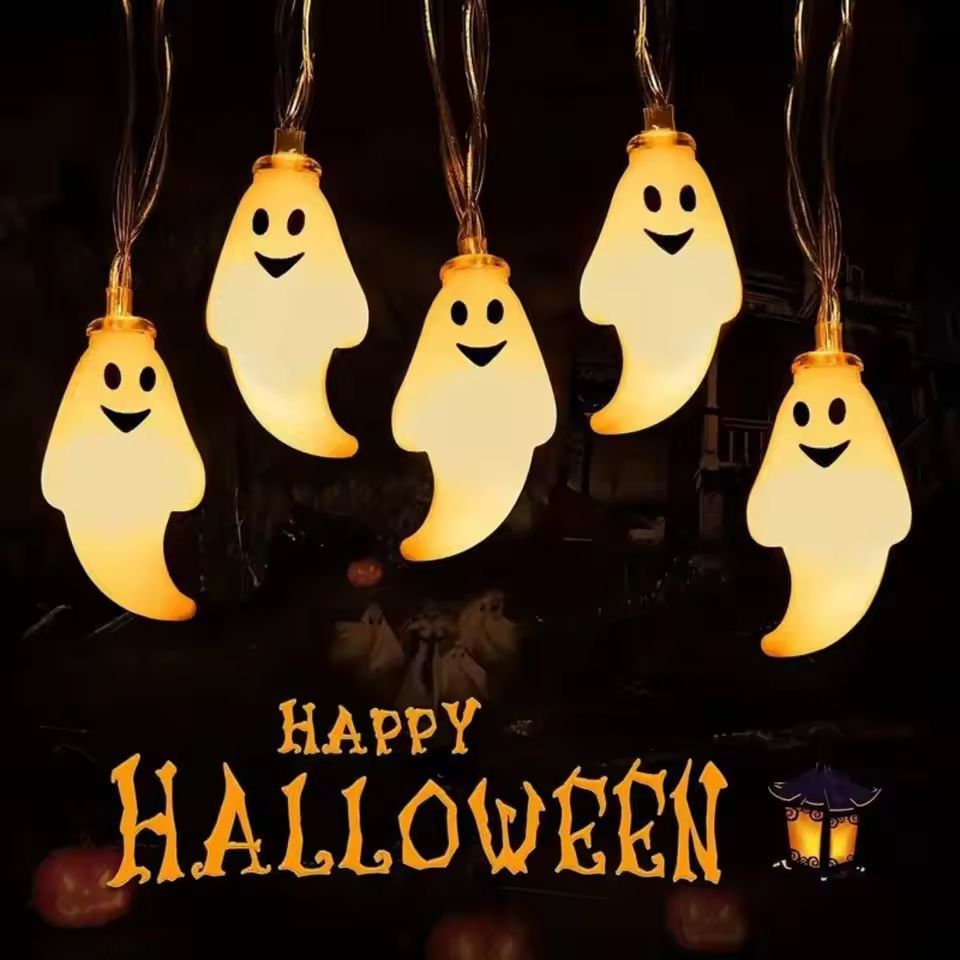Halloween Ghost String Lights | 20-LED Battery Powered, No Plug Needed | Cordless Spooky Glow for Indoor & Outdoor Décor 1