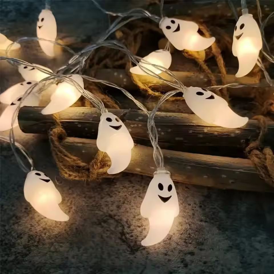 Halloween Ghost String Lights | 20-LED Battery Powered, No Plug Needed | Cordless Spooky Glow for Indoor & Outdoor Décor 3