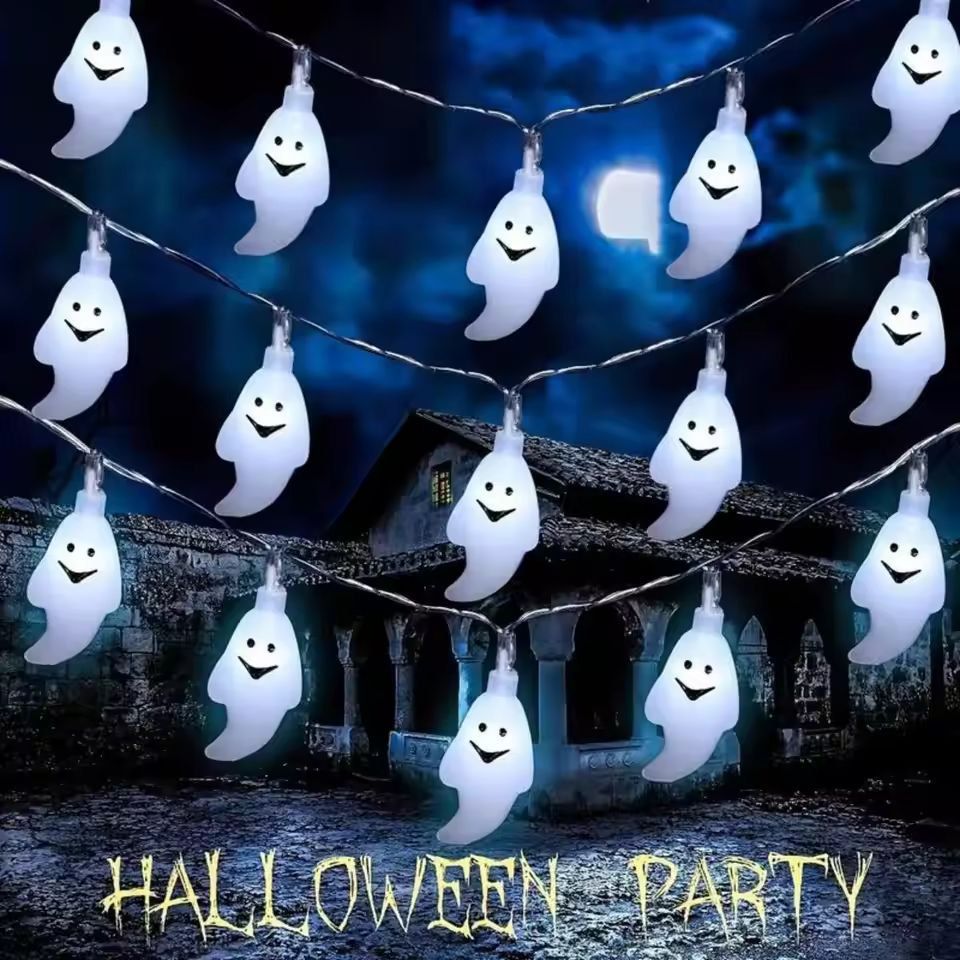 Halloween Ghost String Lights | 20-LED Battery Powered, No Plug Needed | Cordless Spooky Glow for Indoor & Outdoor Décor 6