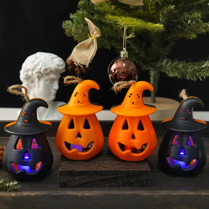 Pumpkin Skull LED Night Lantern Halloween Décor | Battery Powered Flameless Design | Portable Indoor Kids Room & Party Light 3