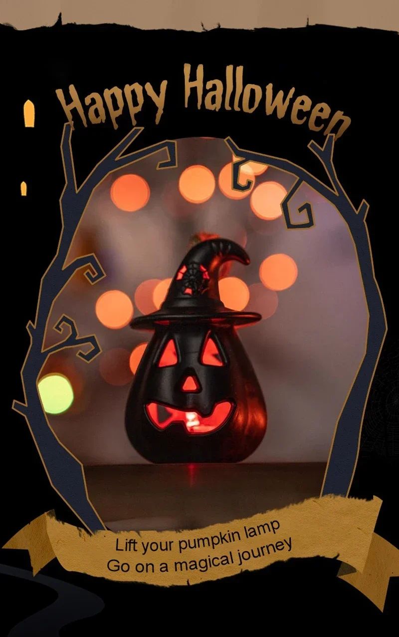 Pumpkin Skull LED Night Lantern Halloween Décor | Battery Powered Flameless Design | Portable Indoor Kids Room & Party Light 9