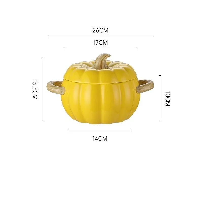 Ceramic Pumpkin Soup Bowl with Lid | Halloween Serving Pot with Side Handles | Keeps Soup, Ramen & Stew Warm Longer 9