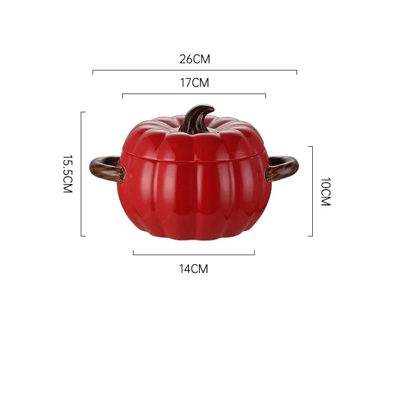Ceramic Pumpkin Soup Bowl with Lid | Halloween Serving Pot with Side Handles | Keeps Soup, Ramen & Stew Warm Longer 7
