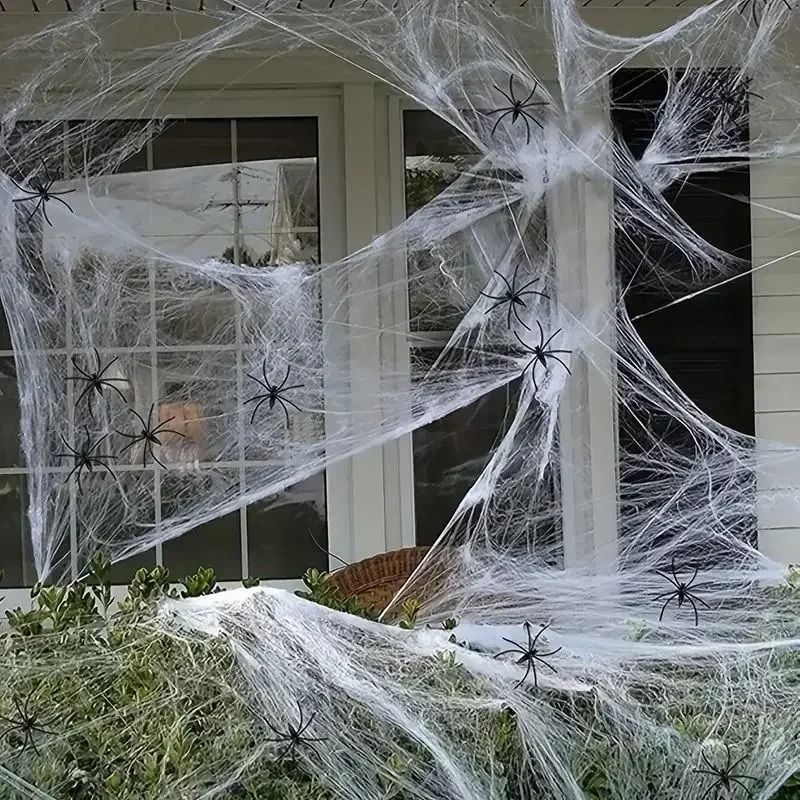 Spider Web Halloween Decoration | Stretchable Cotton Thread Webbing | Covers Large Areas for Instant Spooky Effect 12