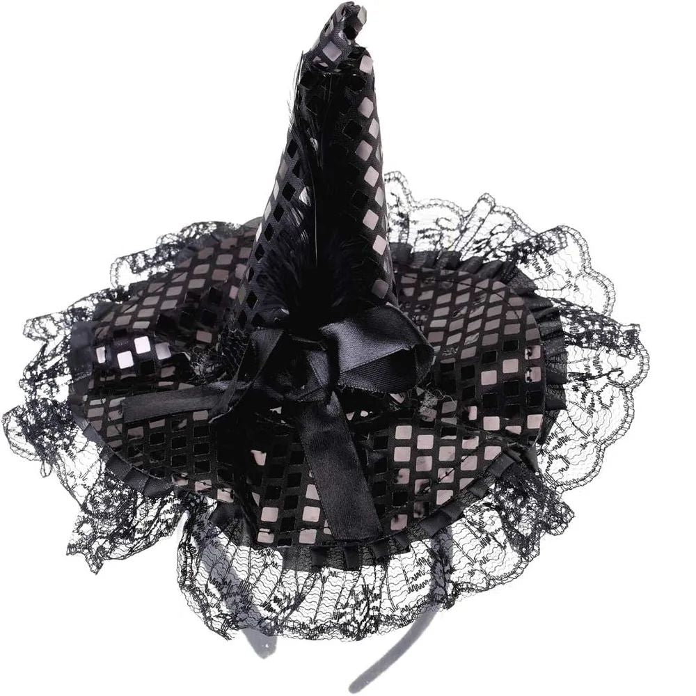 Gothic Witch Hat | Lace & Feather Detail 2