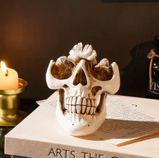 Skull Resin Glasses Holder | Halloween Decorative Storage Rack | Holds Eyeglasses & Sunglasses Securely on Desk or Shelf 4