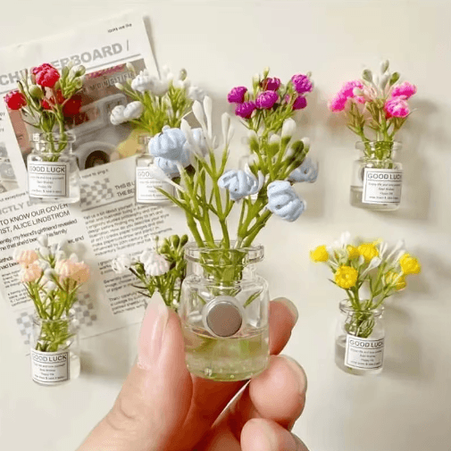 Mini Vase Fridge Magnets Set 8 Pieces | 3D Decorative Design | Strong Hold for Notes, Photos & Fridge Decor Display 5