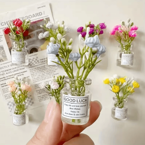 Mini Vase Fridge Magnets Set 8 Pieces | 3D Decorative Design | Strong Hold for Notes, Photos & Fridge Decor Display 1