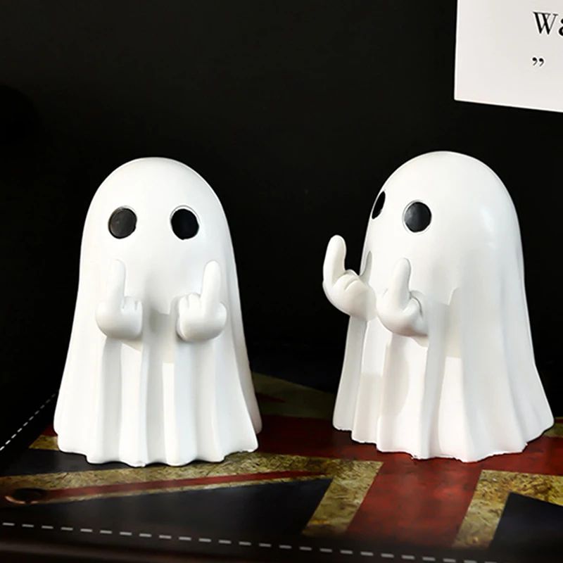 Ghost Figurine Halloween Decoration | Multi-Piece Sets Available | Resin Tabletop Ornament for Desks and Shelves 4