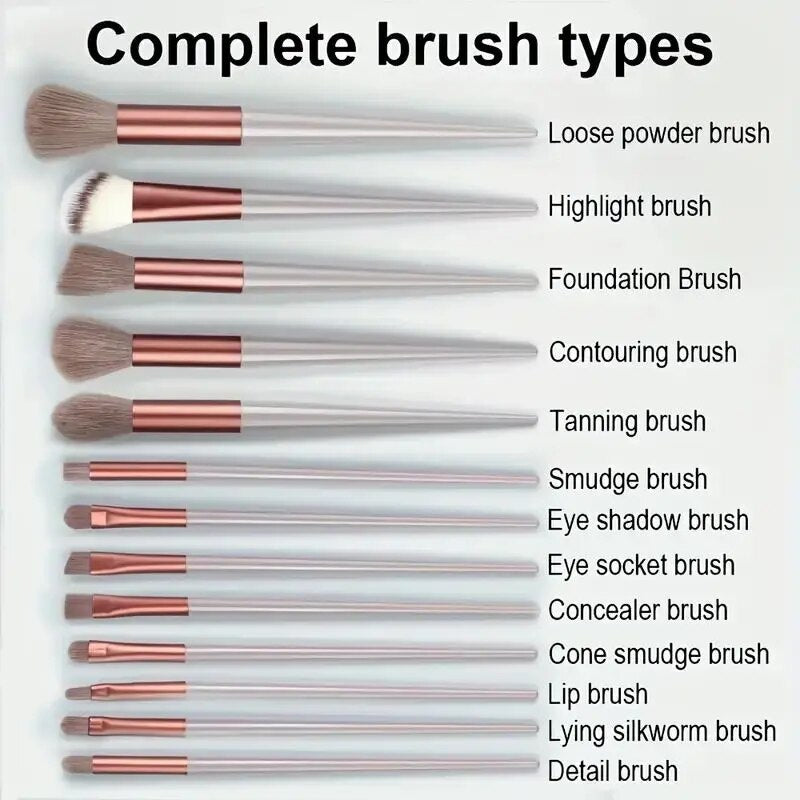 Makeup Brush Set for Women | 13-Piece Kabuki & Blending Brushes | Soft Fluffy Bristles for Flawless Foundation & Eyeshadow 13