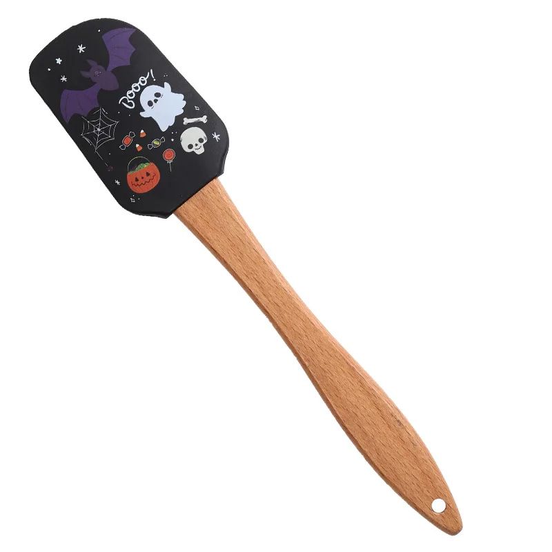 Silicone Baking Spatula Halloween Design | 5-Piece Set with Wooden Handles | Heat Resistant Non-Stick Scraper Tool 7