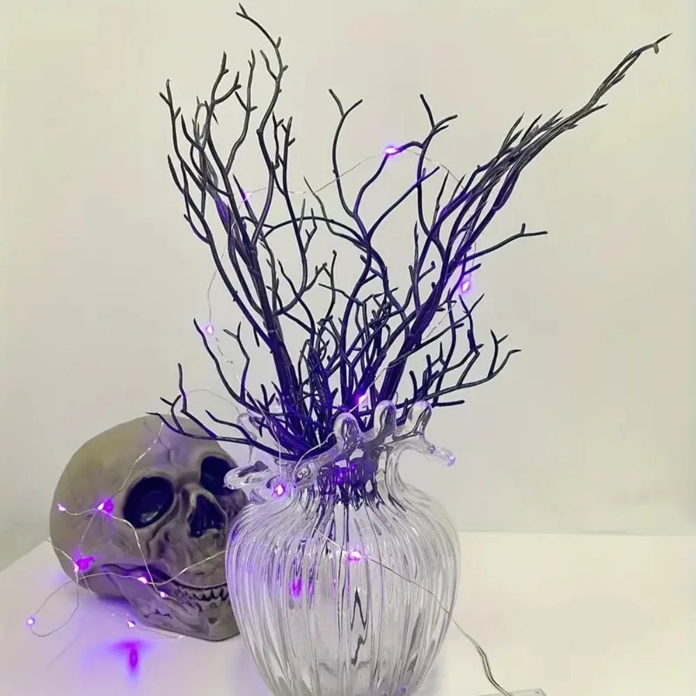 Artificial Dead Branch Decor Set Halloween | 5 Pieces, Antler-Shaped Branches | Non-Fading Matte Black Plastic, Reusable 4