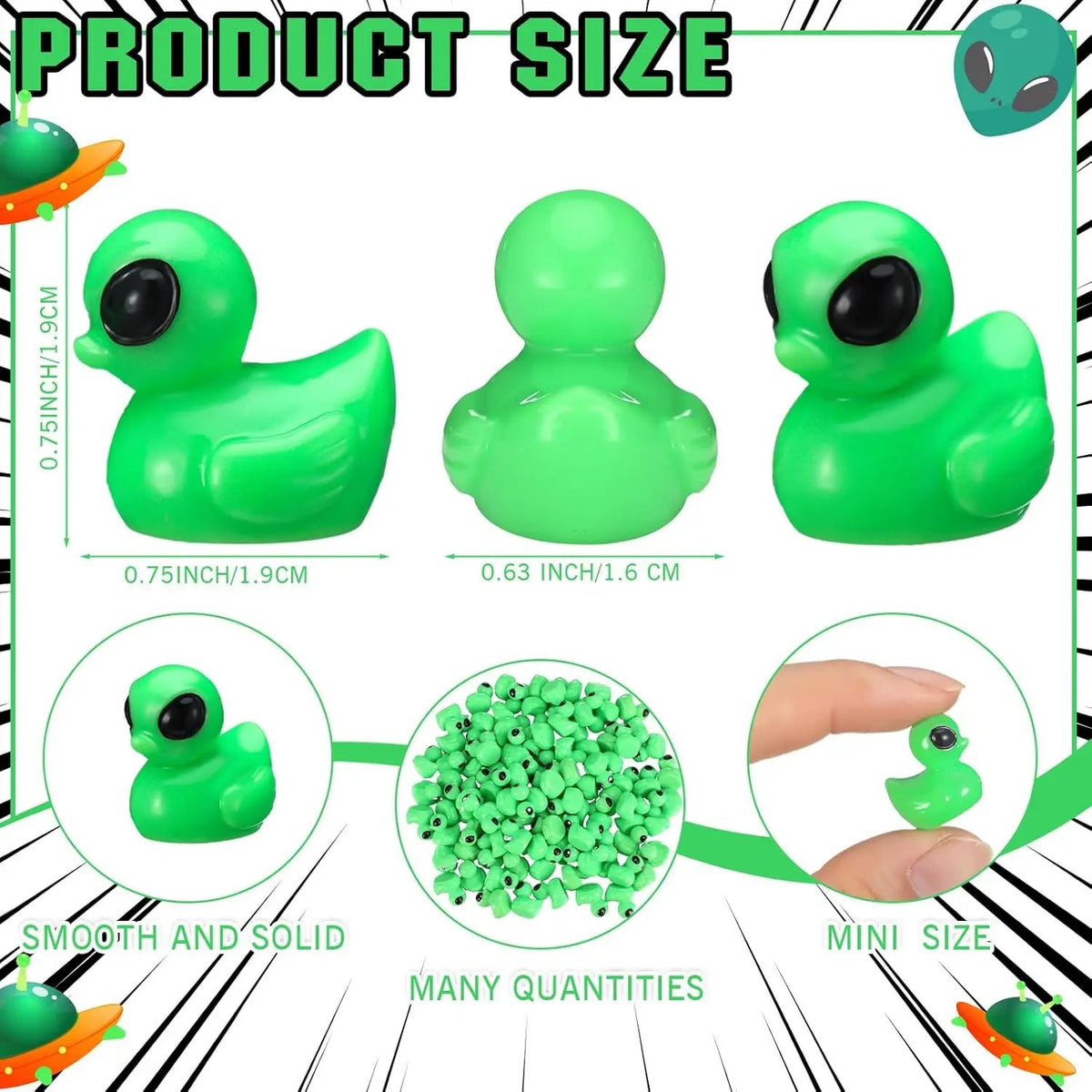 Mini Alien Duck Figurines Resin Set | 50-Piece Sci-Fi Style | Party Favours, Desk Decor, Halloween Displays & Craft Accents 6