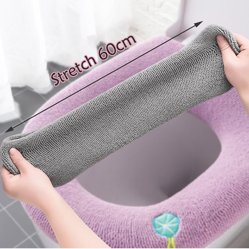 Pumpkin Pattern Toilet Seat Cover Stretch Fabric | Soft Warm Cushion for Standard Seats | Easy Install Autumn Bathroom Décor 3