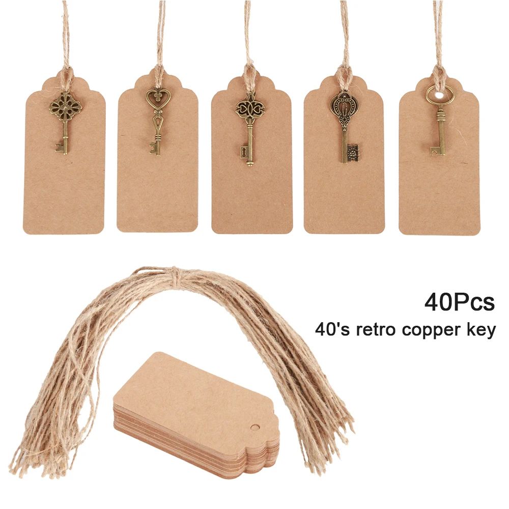 Skeleton Key Bottle Openers Metal Alloy | Set of 40 Pack with Personalised Sticker Cards | Vintage Wedding Favours 2