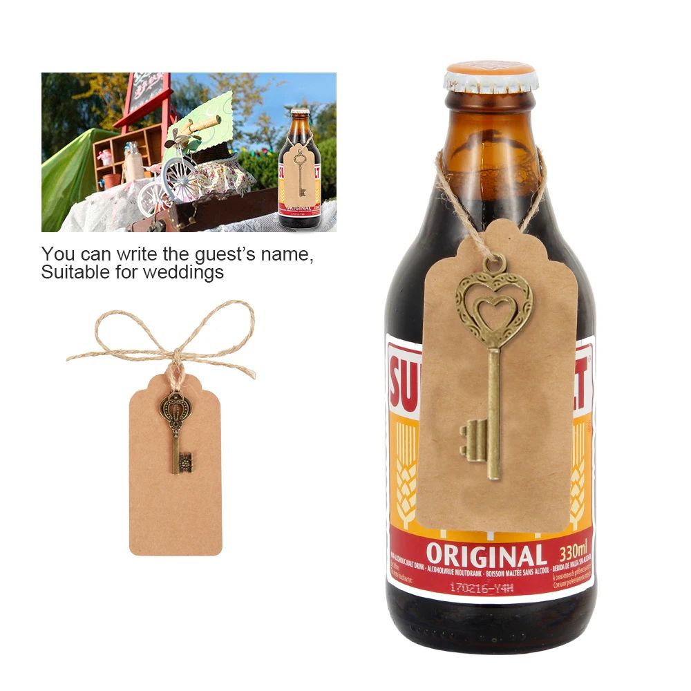 Skeleton Key Bottle Openers Metal Alloy | Set of 40 Pack with Personalised Sticker Cards | Vintage Wedding Favours 5