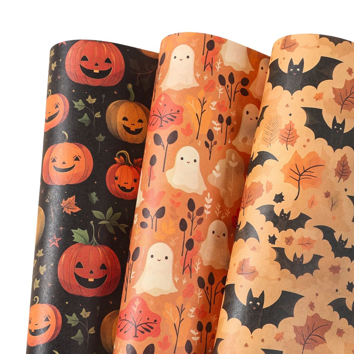 Halloween Wrapping Paper Ghost Pumpkin Bat Pattern | 4 Sheet Tissue Paper Pack | Lightweight Craft & Gift Wrap Sheets 2