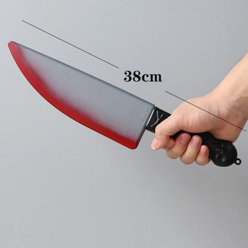 Fake Bloody Knife Prop Halloween Costume Accessory | Blunt Safe Plastic Blade with Blood Splatter Effect | Lightweight Horror Prop 9