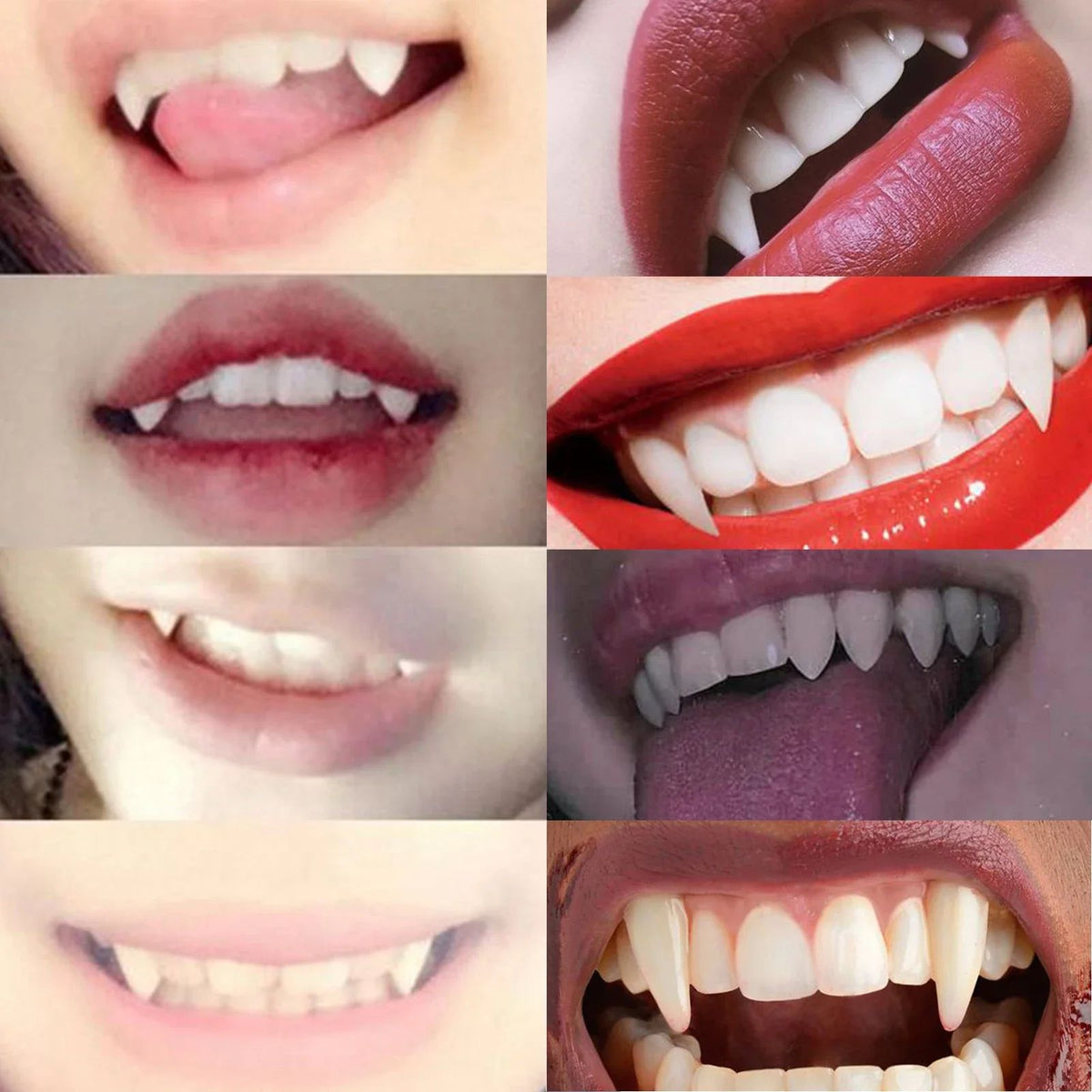 Vampire Fangs Halloween Costume Props | 5 Pairs Realistic Resin Fake Teeth | Reusable Cosplay Fang Set for Parties 3