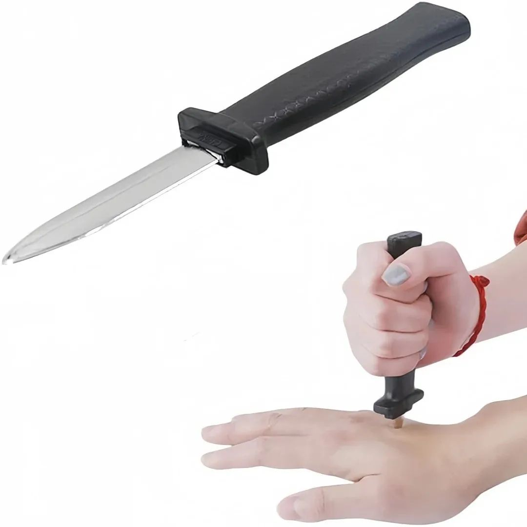 Retractable Prank Knife Halloween Costume Prop | Disappearing Blade Illusion | Lightweight Reusable Plastic Design 1