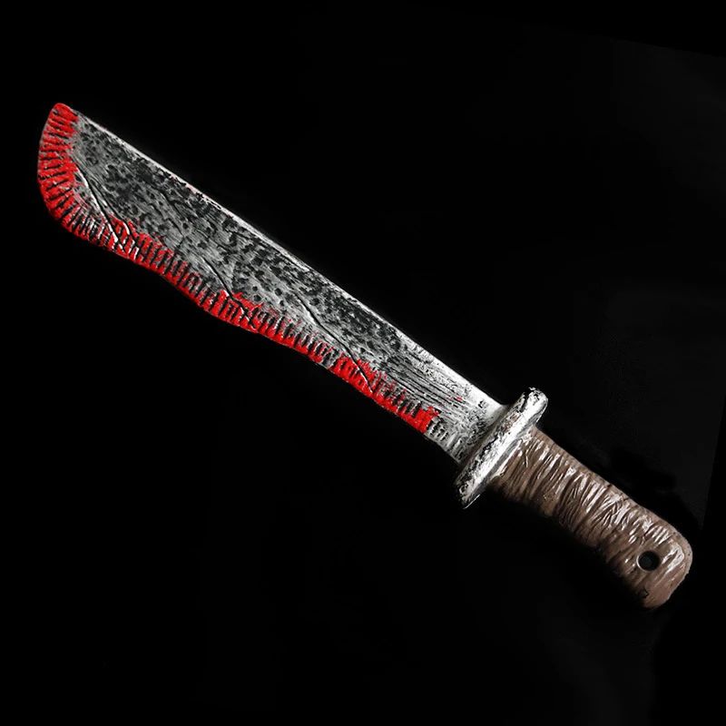 Bloody Machete Halloween Prop Knife | Oversized Curved Blade Costume Accessory | Lightweight Plastic Build, Horror Party Decor 2