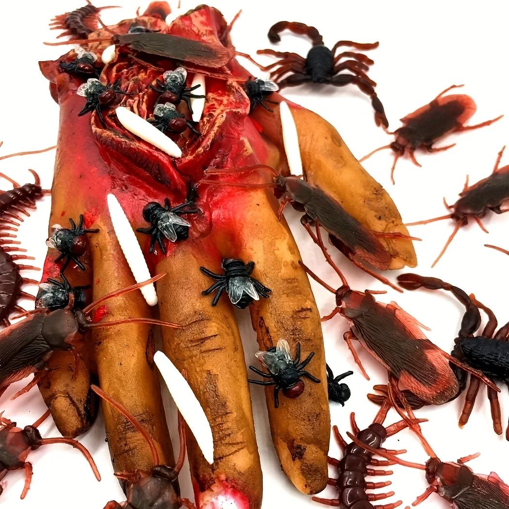 Fake Cockroach Prank Toys for Halloween & Party Pranks | 50-Piece Set, Lifelike Detail | Reusable Novelty Bugs 3