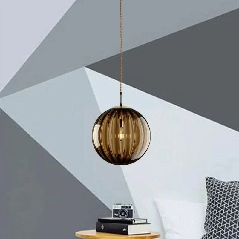 Glass Ball Chandelier, Blown Glass Spheres, 15 cm or 20 cm | Burgundy, Smoke Grey, Brown, Blue | 1.8 m Drop, Postmodern Style 5