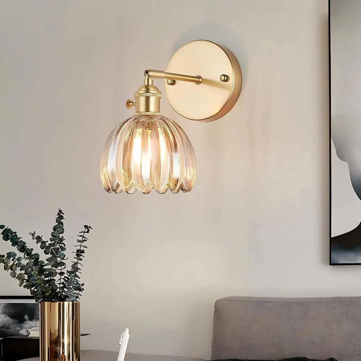 Wall Light Metal & Glass Shade | E27 Sconce for Bedroom, Hallway, Living & Dining Rooms | Soft Diffused Ambient Glow 4