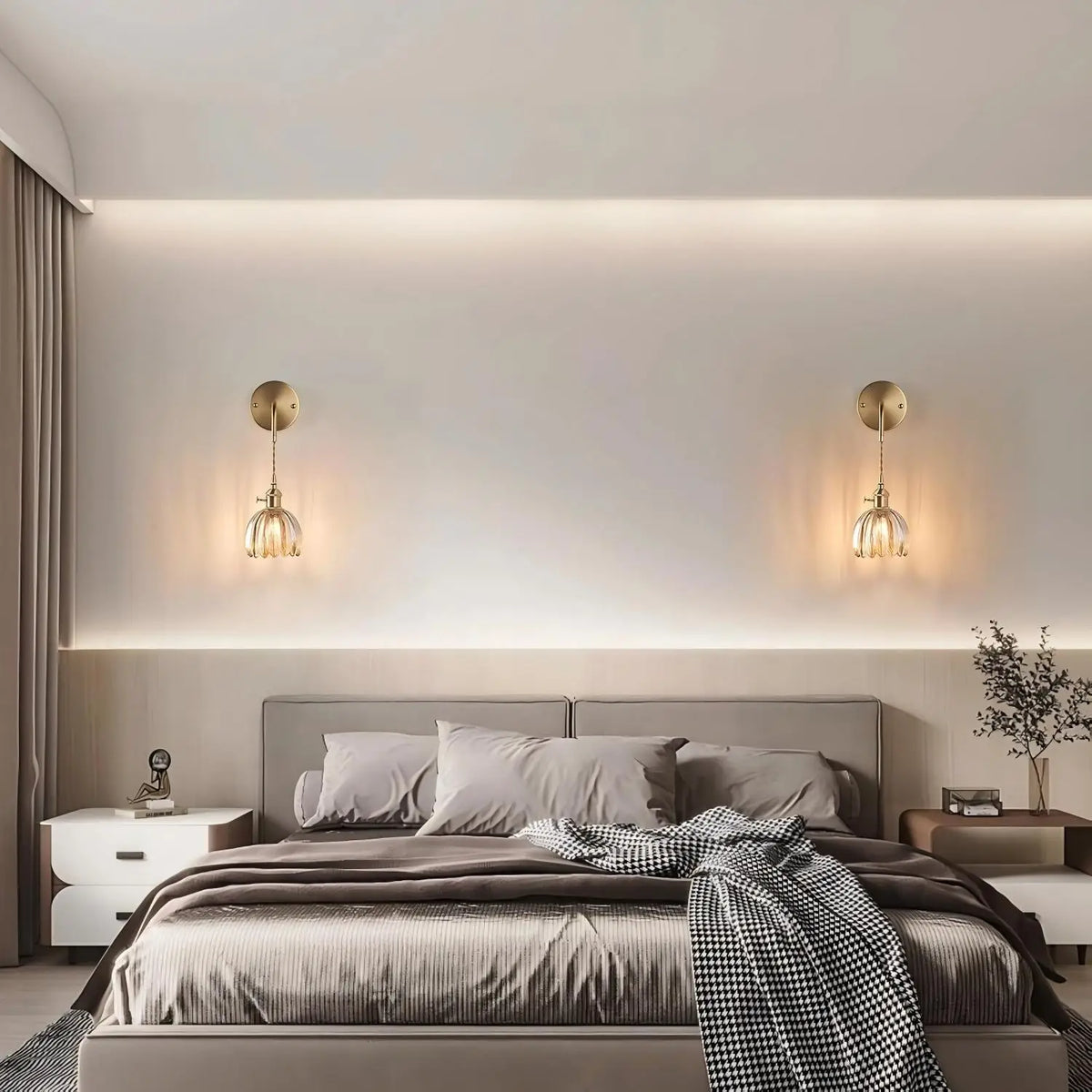 Wall Light Metal & Glass Shade | E27 Sconce for Bedroom, Hallway, Living & Dining Rooms | Soft Diffused Ambient Glow 3