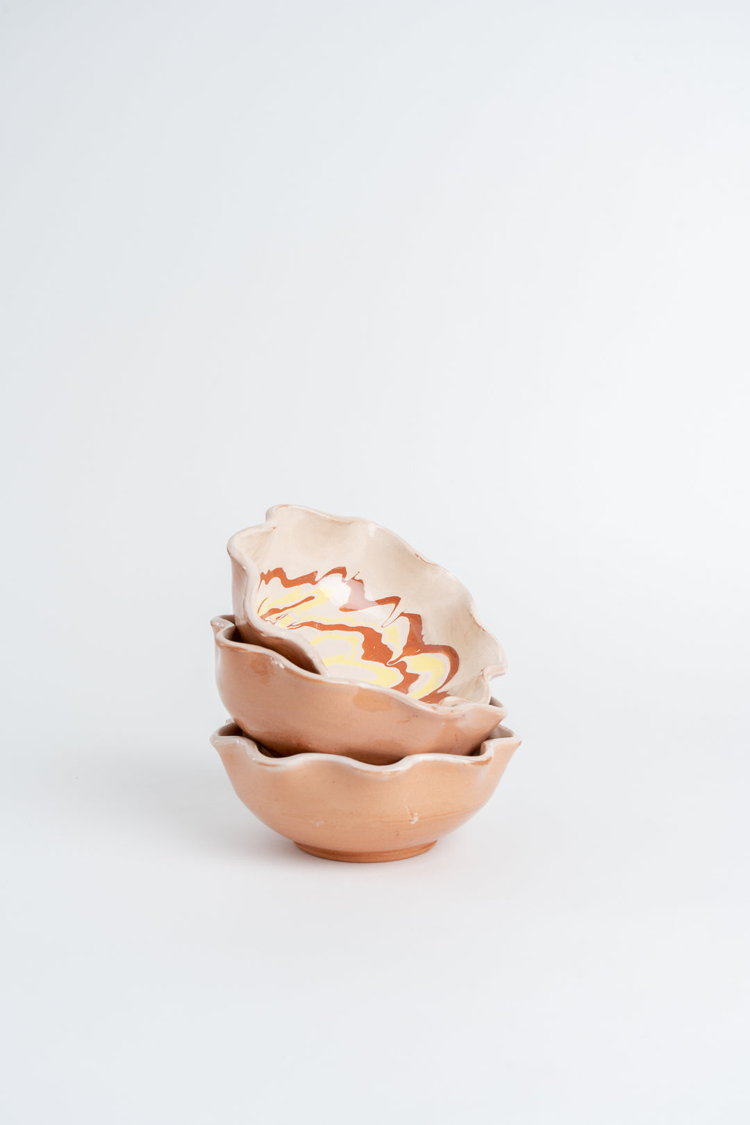 Marbled Ceramic Bowl Handmade | Frill Edge Design, Hand Painted Glaze | Food Safe, Ideal for Snacks, Dips and Gifts 12