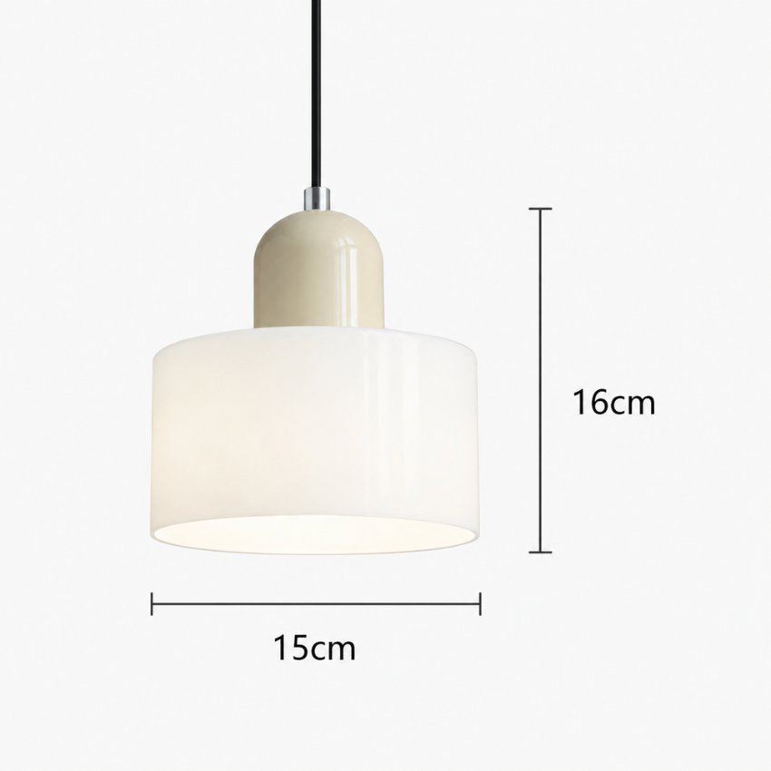 Glass Pendant Light Bauhaus Style Ø 15 cm | Coloured Glass Shade, Adjustable Cord | Warm Illumination for Dining and Living Areas 6